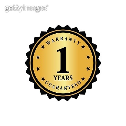 Warranty 1 year label gold and black style icon vector (1324739696 ...