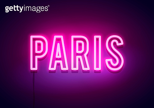 Vector Illustration Modern Paris City Neon Light Sign (1314955876) 일러스트 ...