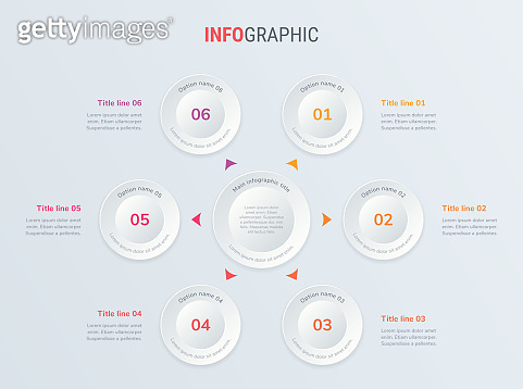 Red vector infographics timeline design template with circle elements ...