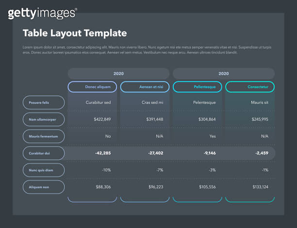 Modern business advanced table layout template with place for your ...