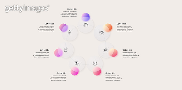 Business process chart infographics with 7 step circles. Circular ...