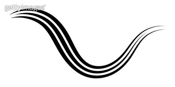 Curved graceful triple line, vector, ribbon as an elegant calligraphy ...