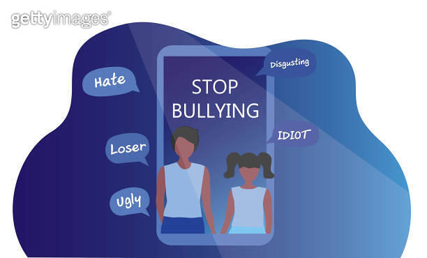 Stop bullying and cyber bullying for child concept, two child suffering ...