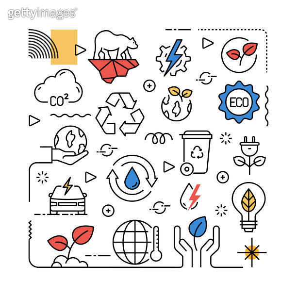 Ecology and Environment Related Design Element. Pattern Design with ...