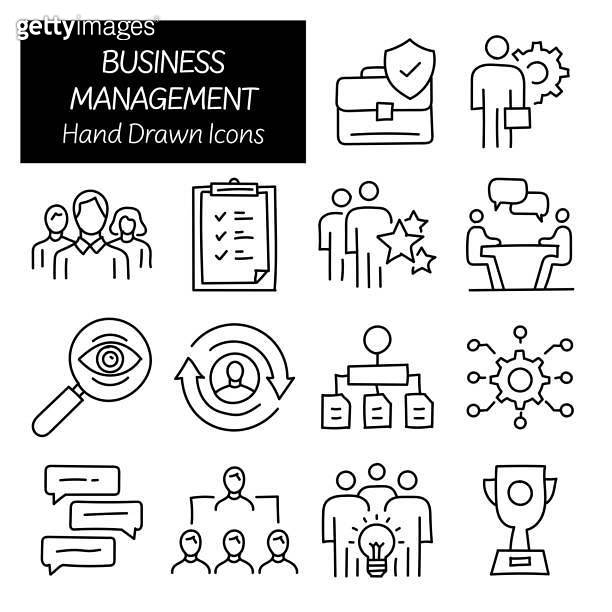Business Management Related Hand Drawn Icons, Doodle Elements Vector ...