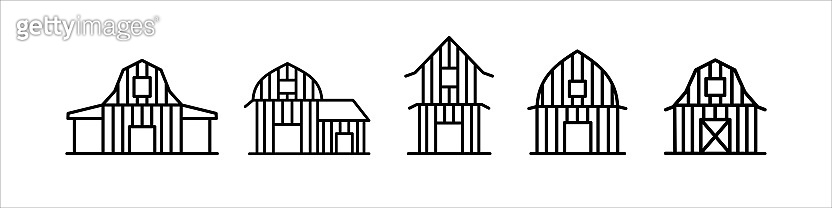 Barn icon set. Barn vector icons pack. Farmhouse vector stock icon ...
