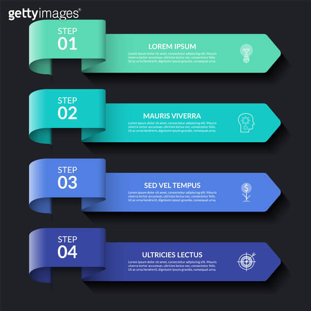 Arrow infographic elements. Origami style. Vector banner with 4 options ...