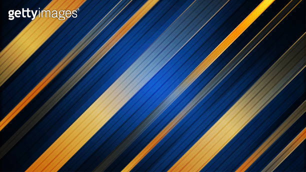 Abstract blue and gold stripes background. Design template for ...