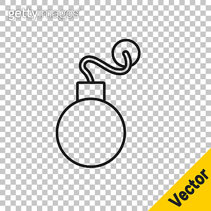Black line Bomb ready to explode icon isolated on transparent ...