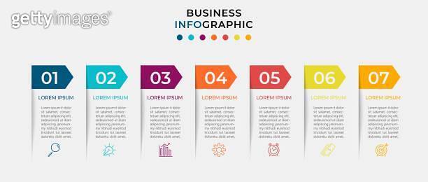 Minimal Business Infographics template. Timeline with 7 steps, options ...