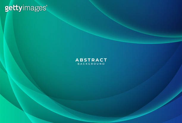 Abstract gradient curve lines overlapping on modern dark mint green ...