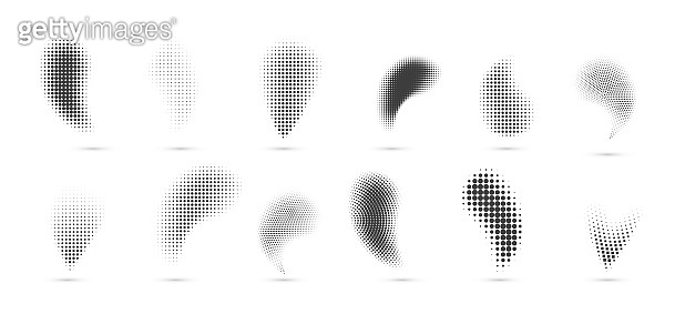 Halftone gradient shapes. Dots comic effect. Vector illustration ...