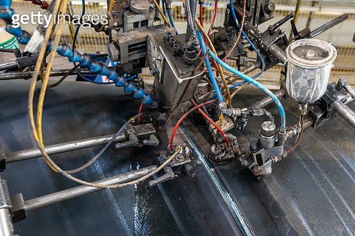 Automatic ultrasonic pipe weld inspection. Production of pipes includes ...