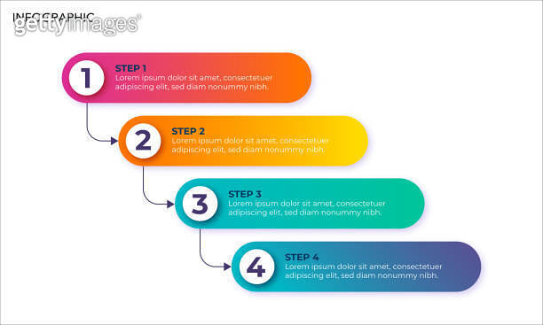 Vector infographic design with four steps options with gradients and ...