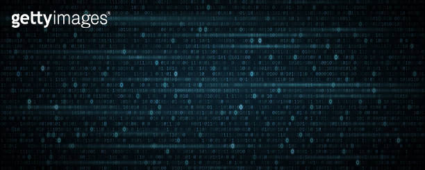 Digital binary software code background with glowing effect. Secure ...