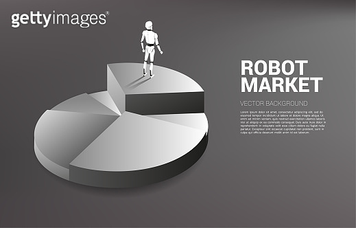 Silhouette of robot standing on top of pie chart. (1293367150) 일러스트, 무료 ...