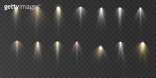 Set of spotlights isolated on transparent background. Vector glowing ...