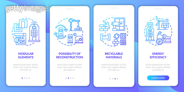 Future workspace building onboarding mobile app page screen with ...