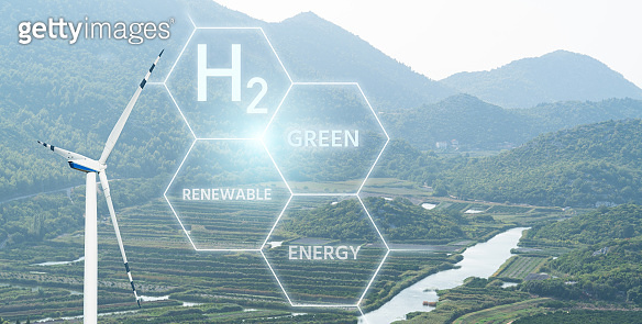 Getting green hydrogen from renewable energy sources (1313065763) 일러스트 ...