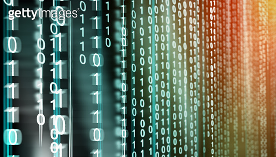 Falling binary code in matrix style in technology space 3d illustration ...