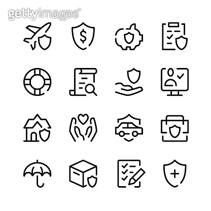 Insurance icons. Vector line icons. Simple outline symbols set ...