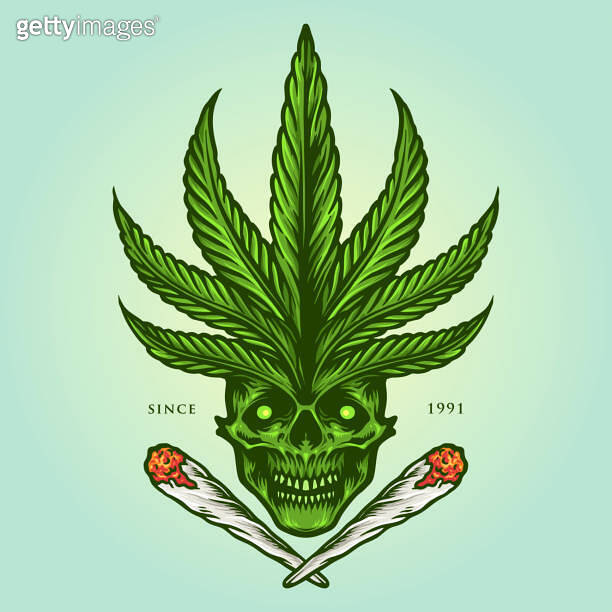Cannabis Skull Joint Weed Smoke illustrations for your work Logo ...