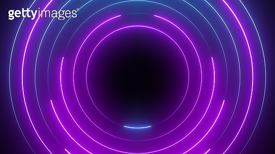 Blue and purple neon circles abstract futuristic hi-tech motion ...