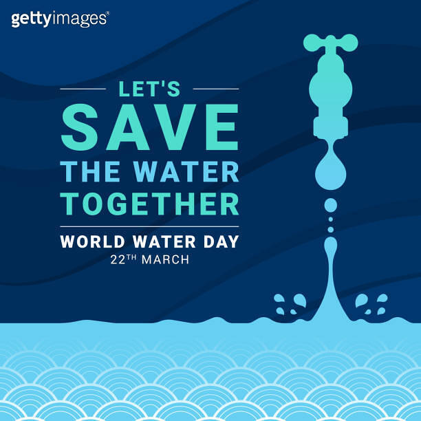 world water day - Let's save the water together text and blue drop ...