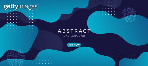 Abstract blue gradient fluid wave background with geometric shape ...