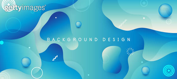 Abstract blue gradient fluid wave background with geometric shape ...