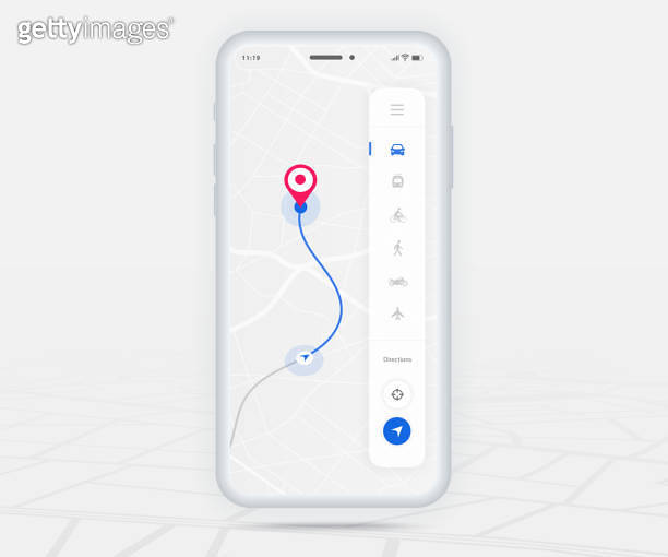 Map GPS navigation app ux ui concept, Mobile map application ...