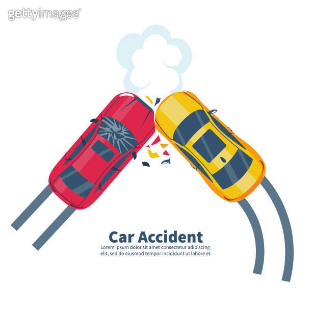 Car accident concept. Two crash cars top view. Vector flat. (1400044484 ...