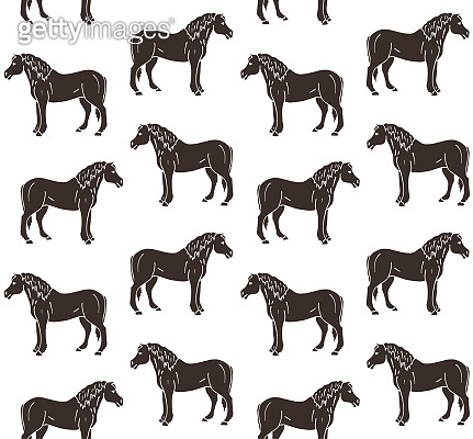 Vector seamless pattern of hand drawn doodle sketch draft horse ...