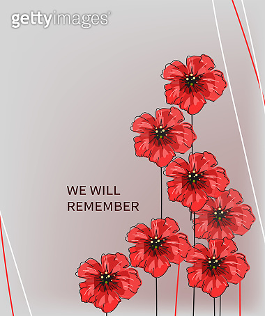 Red bright poppy flower, Vector doodle banner for Remembrance Day ...