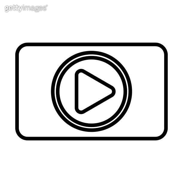 play button icon. Thin linear play button outline icon isolated on ...