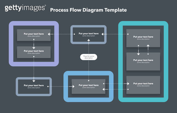 Simple modern template for process flow diagram - dark version ...