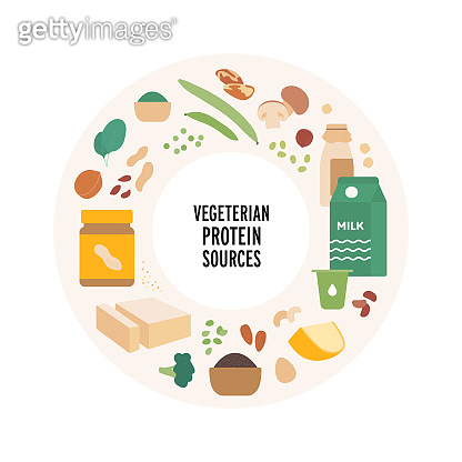 Food guide concept. Vector flat modern illustration. Vegetarian protein ...