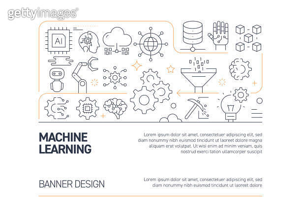 Machine Learning Related Vector Banner Design Concept, Modern Line ...