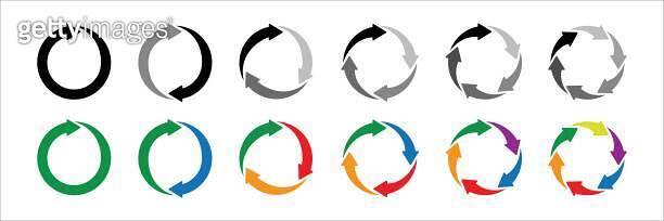 Colorful circle arrow icon set. Symbol of reload, refresh, loading ...