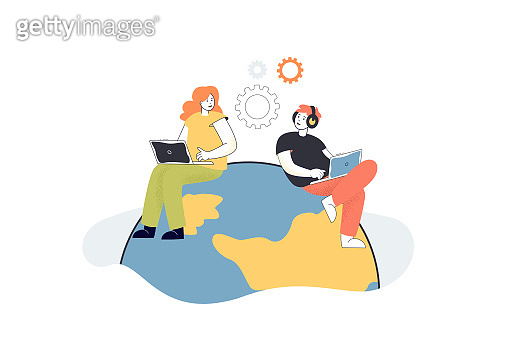 Programmers working together flat vector illustration (1438040501) - 게티 ...