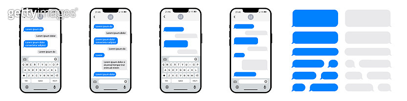 Smartphone chatting interface. SMS chat composer. Sms template bubbles ...