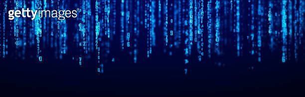 Digital background blue matrix. Coding or hacking concept. Flow of ...