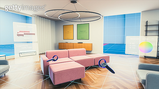 Digital User Interface of a Virtual Reality Interior Design Software ...