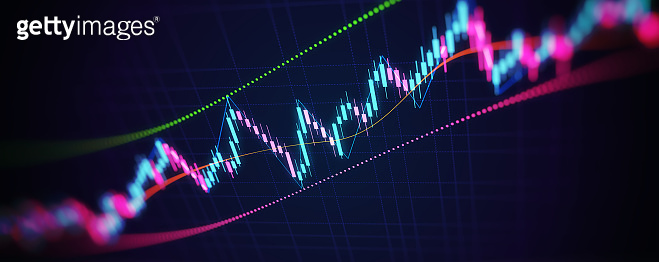 Abstract financial graph with up trend line candlestick chart in stock ...