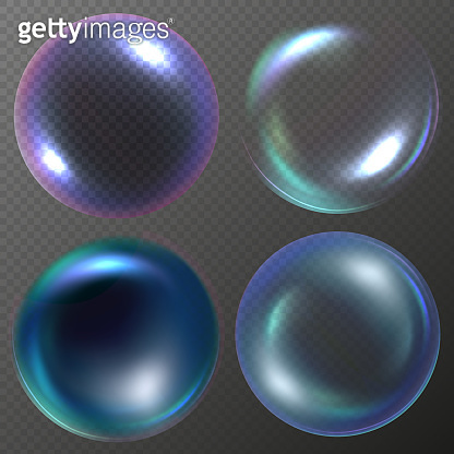Vector soap bubbles set isolated on transparent background. Realistic ...