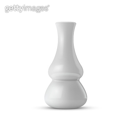 Realistic white ceramic porcelain vase. 3d ceramic glossy pot ...