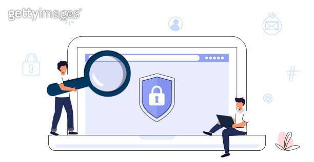 Data protection Network security tiny people character concept ...