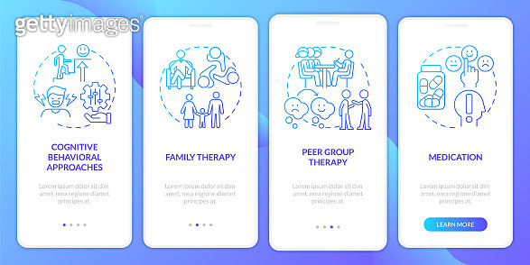 Conduct disorder treatment blue gradient onboarding mobile app screen ...