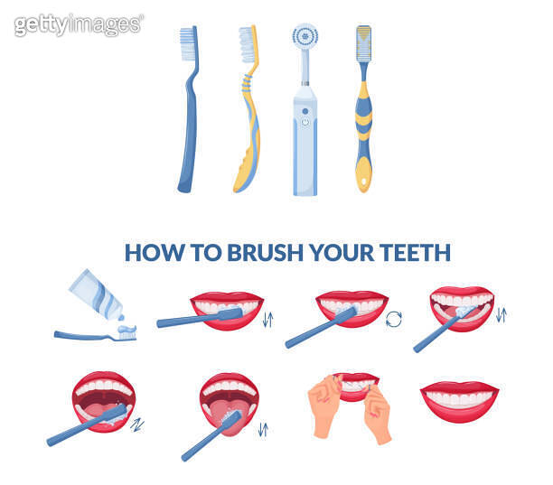 How to brush your teeth step by step instruction. Correct tooth ...