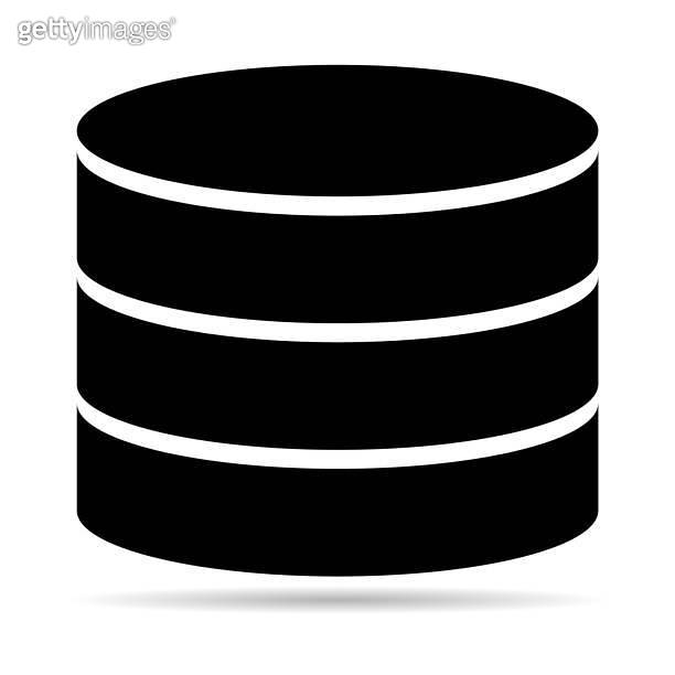 Database storage icon with shadow, internet network server cloud data ...